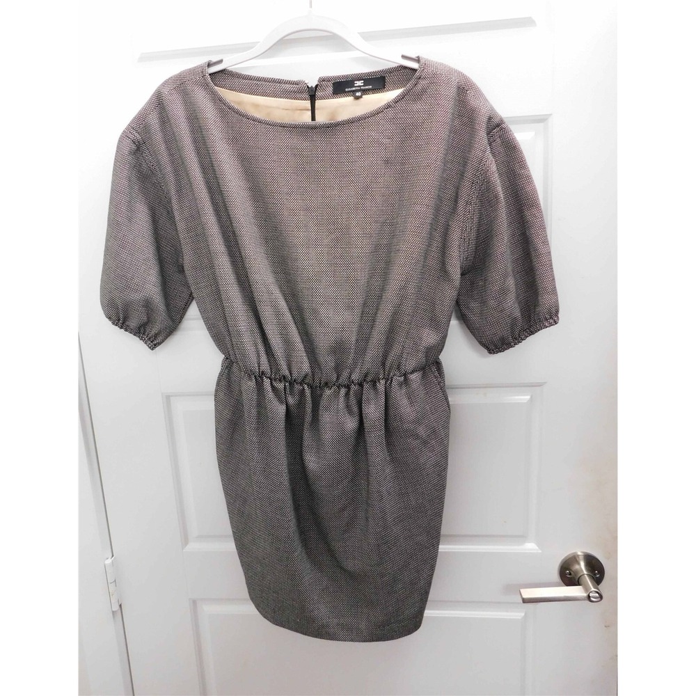 Elisabetta Franchi Abito Black White Small Check Short Sleeve Dress sz EUR 40